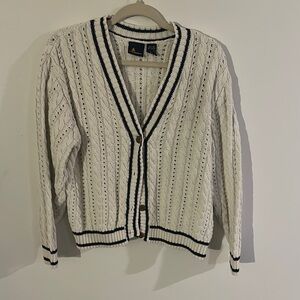 White Cable Knit Cardigan Sweater